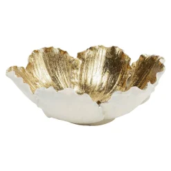 KARE Flower Bloom dekorativ skål, creme/guld, håndlavet