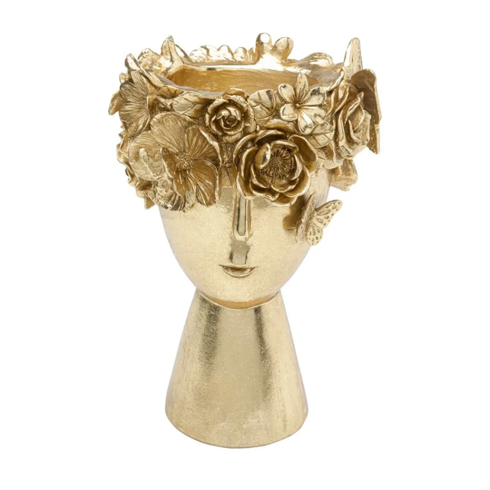 Flowercrown dekorativ vase, højde 30 cm, Ø 20 cm, guldfarvet^KARE Best