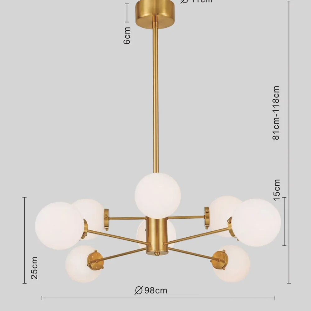 KARE Heavenly hængelampe i guld, 8 lyskilder