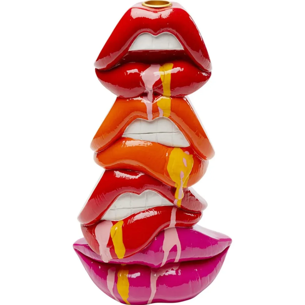 KARE Møbel Og Interiør>Lysestage Lips, højde 30 cm, polyresin, rød
