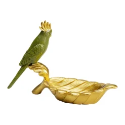 Parrot Guard dekorativ skål, guld/grøn, håndmalet^KARE Discount