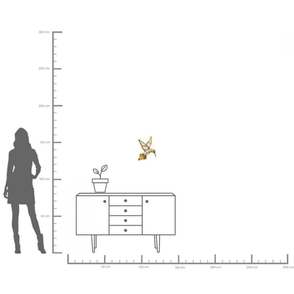 vægobjekt Hummingbird Mirror, polyresin, glas, guld^KARE Sale