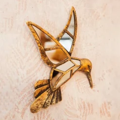 vægobjekt Hummingbird Mirror, polyresin, glas, guld^KARE Sale