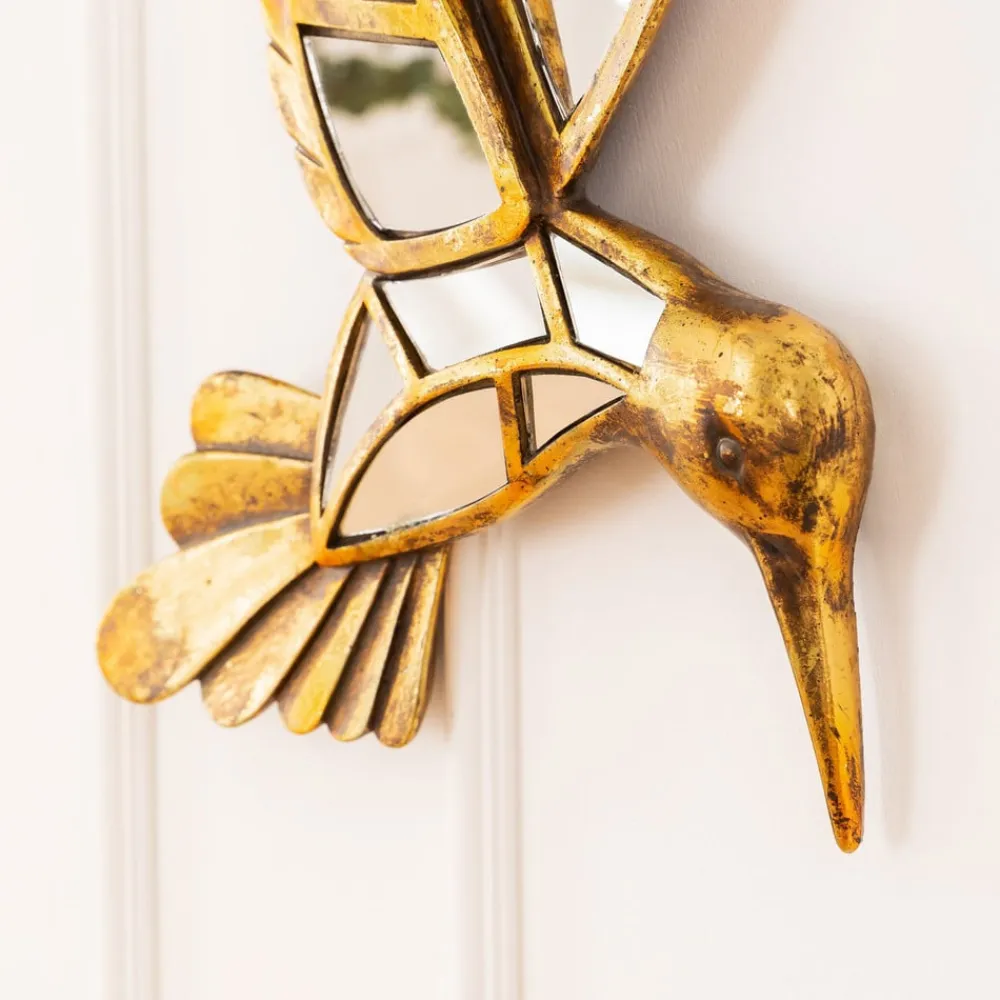 vægobjekt Hummingbird Mirror, polyresin, glas, guld^KARE Sale
