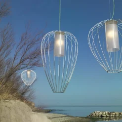 Karman Udendørs Pendellamper>Cell - bur-hængelampe, Ø55 cm, hvid