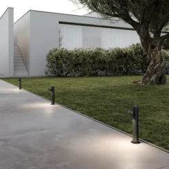 LED-gadelampe Jaco, 30 cm, brun, aluminium, 1 lyskilde.^Karman Online