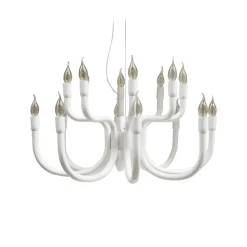 Karman Snoob lysekrone, hvid, Ø 73 cm, aluminium, 20-lys.