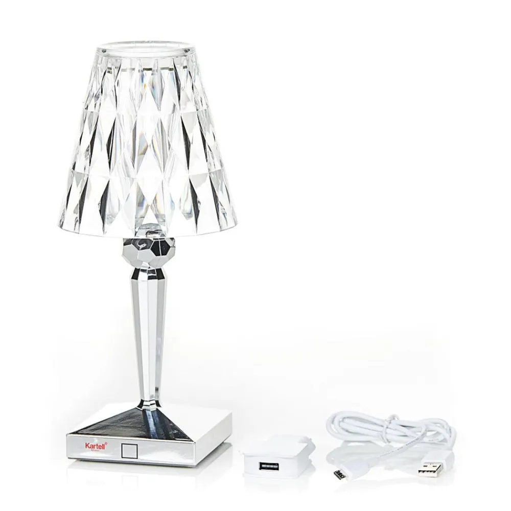 LED-bordlampe Batteri, 26 cm, kromfarvet, IP54^Kartell Outlet