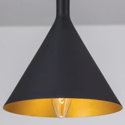 Kegleformet pendellampe Gunda i sort-guld^ORION