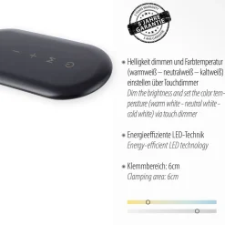 JUST LIGHT. GmbH Kelly LED-klemmelampe, CCT, kan dæmpes