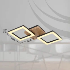 Globo Kerry LED-loftlampe, længde 46 cm, sort/mørkebrun