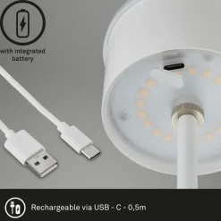 Briloner Kiki LED-bordlampe, hvid, IP44, 3.000K