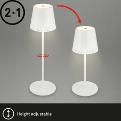 Briloner Kiki LED-bordlampe, hvid, IP44, 3.000K