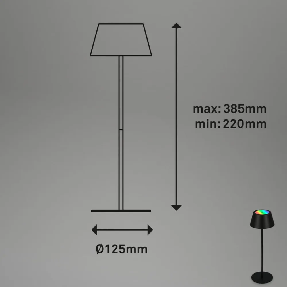 Briloner Terrassebelysning>Kiki LED-bordlampe, sort, IP44, 3.000 K, RGBW