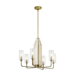 Kimrose lysekrone, 6 lyskilder, messing^Quintiesse Clearance