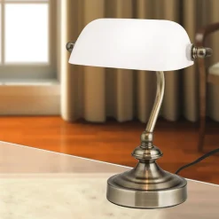 ORION Klassisk bank bordlampe Zora med glasskærm