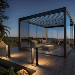 KLEWE LED-solcellelampe AXIS MAXI, antracit, 65 cm, aluminium, IP65