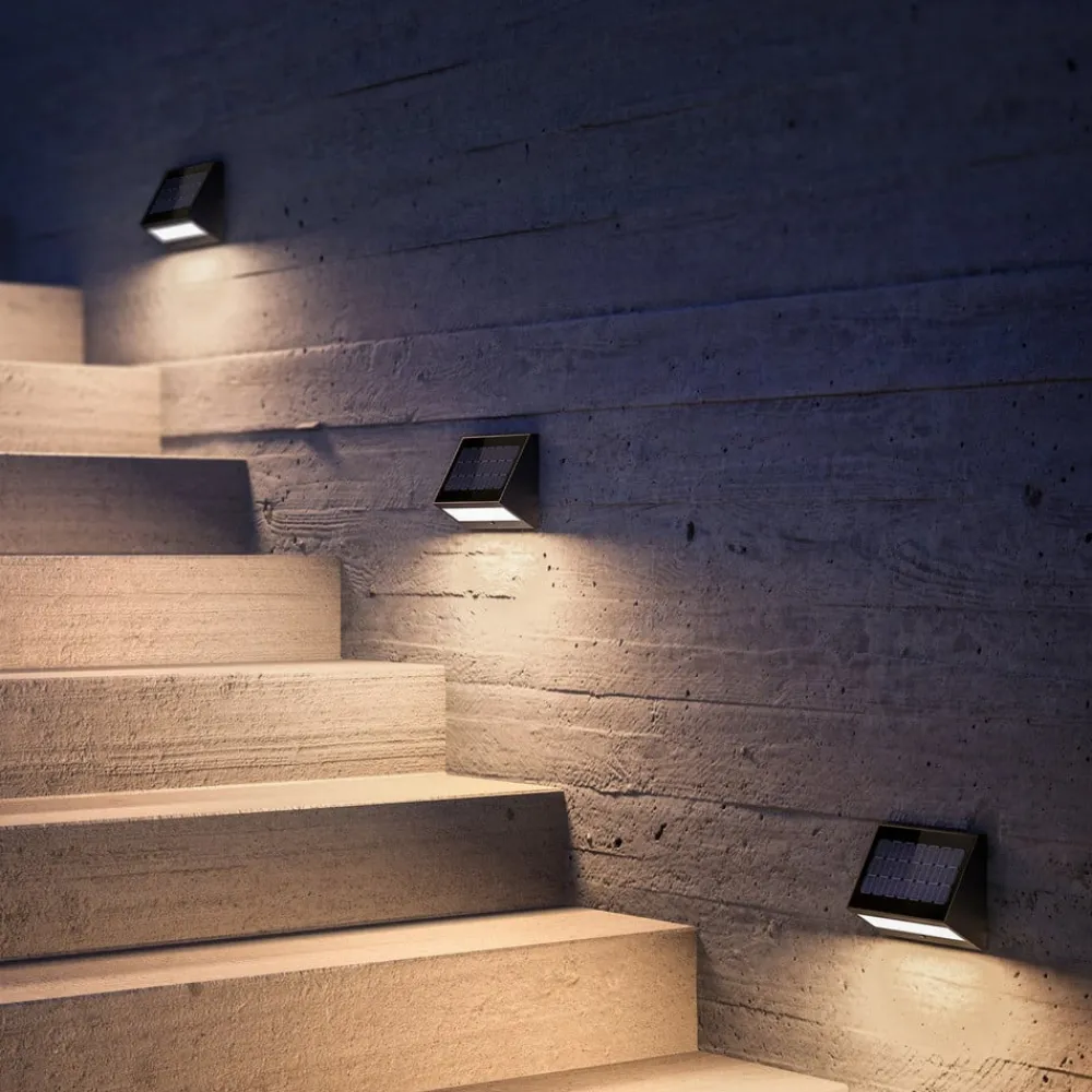 KLEWE LED-solcellelampe ECOSTEP, antracit, 17 cm, IP65