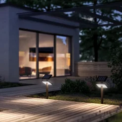 LED-solcellelampe HELIOSTEPPER, antracit, jordspyd, IP65^KLEWE Online