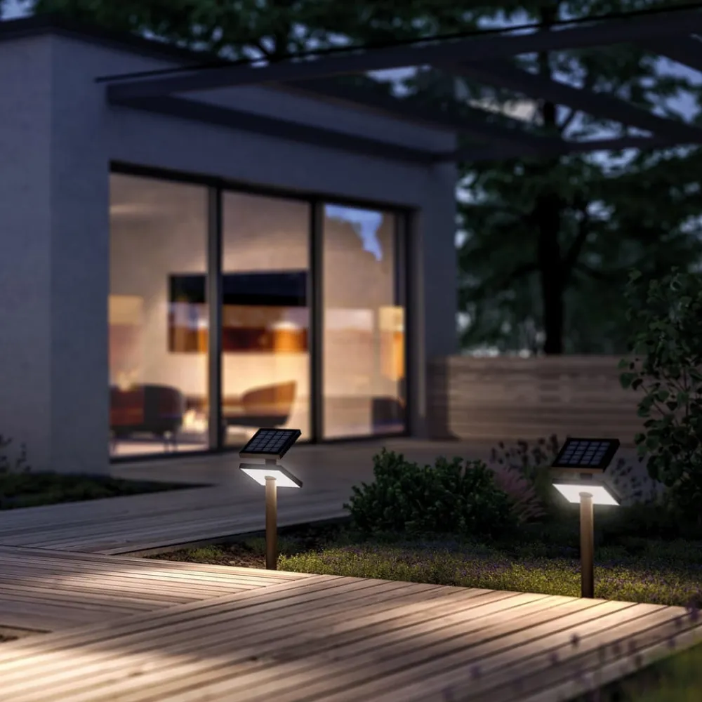 LED-solcellelampe HELIOSTEPPER, antracit, jordspyd, IP65^KLEWE Online