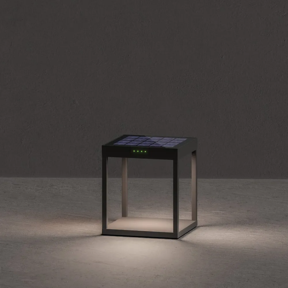 KLEWE LED-solcellelampe RADIA GROUND, antracit, 25 cm aluminium IP65