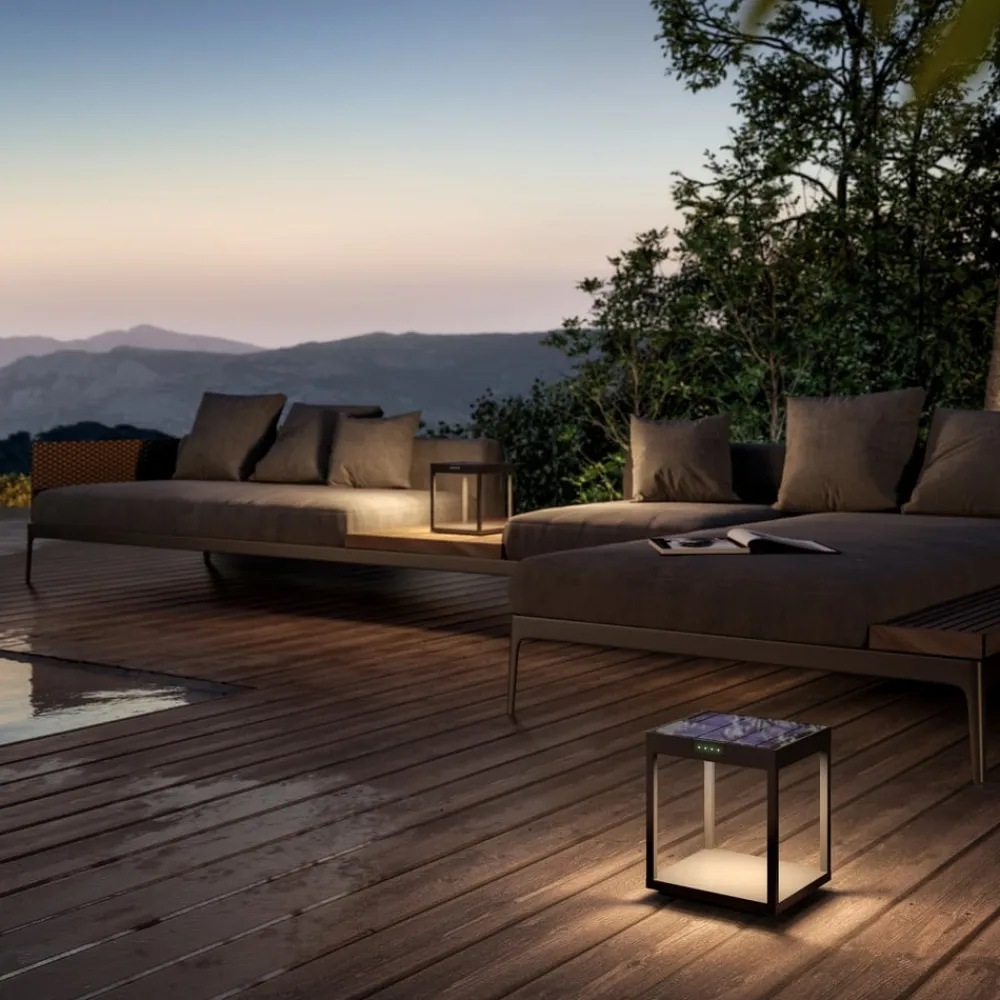 KLEWE LED-solcellelampe RADIA GROUND, antracit, 25 cm aluminium IP65