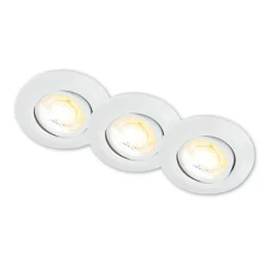 Klira indbygningslampe, hvid, Ø 9 cm, drejelig, 3 stk^Briloner