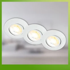 Klira indbygningslampe, hvid, Ø 9 cm, drejelig, 3 stk^Briloner