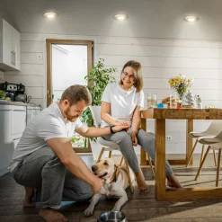 Briloner Klira indbygningslampe, mat nikkel, Ø9cm, IP44, dæmpbar, 3 stk