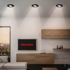 Briloner Klira indbygningslampe, sort, Ø 9 cm, drejelig, 3 stk