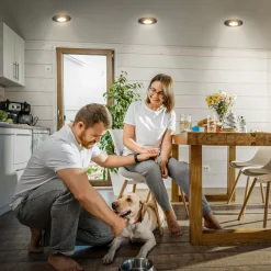 Briloner Loftlamper|Indbygningsspots>Klira indbygningslampe, sort, Ø 9cm, IP44, dæmpbar, 3 stk