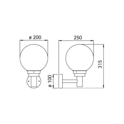 Kugleformet udendørs væglampe 156^Albert Leuchten New