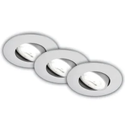 Kulana A indbygningslampe, mat krom, 4000K, sæt med 3 stk^Briloner Hot