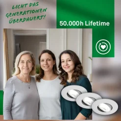 Kulana A indbygningslampe, mat krom, 4000K, sæt med 3 stk^Briloner Hot