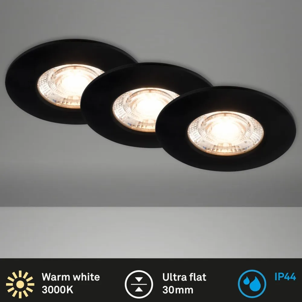 Briloner Kulana Mini indbygget spotlight LED IP44 3 st sort