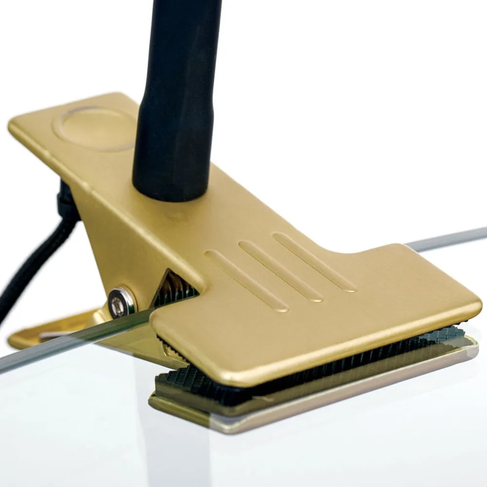 Kurt LED-klemmelampe, mat messing^ORION Outlet