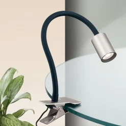 Kurt LED-klemmelampe, mat nikkel^ORION Sale