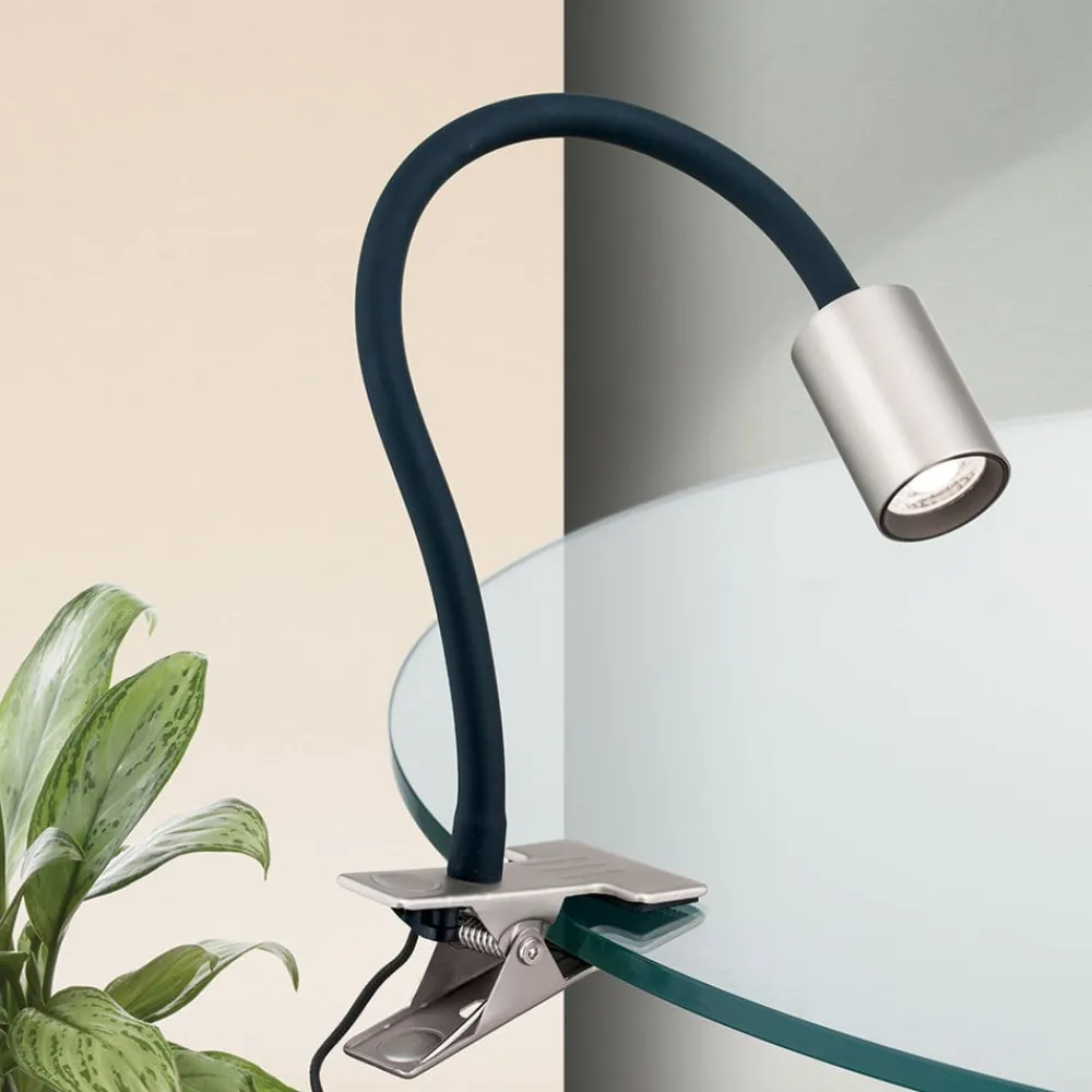 Kurt LED-klemmelampe, mat nikkel^ORION Sale