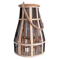 Näve Kurv LED-dekolampe med solcelle, 34 cm, sort/natur