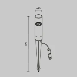 Maytoni Lampe med jordspyd GLIDE, grafit, højde 37 cm, IP54, G9