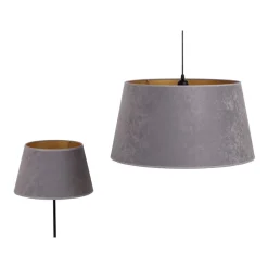 Duolla Lampeskærm Cone højde 18 cm, grå/guld