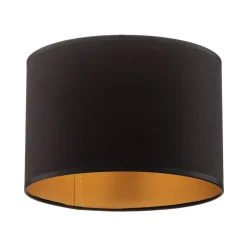 Luminex Lampeskærm Soho, sort/guld, tekstil, Ø 18 cm