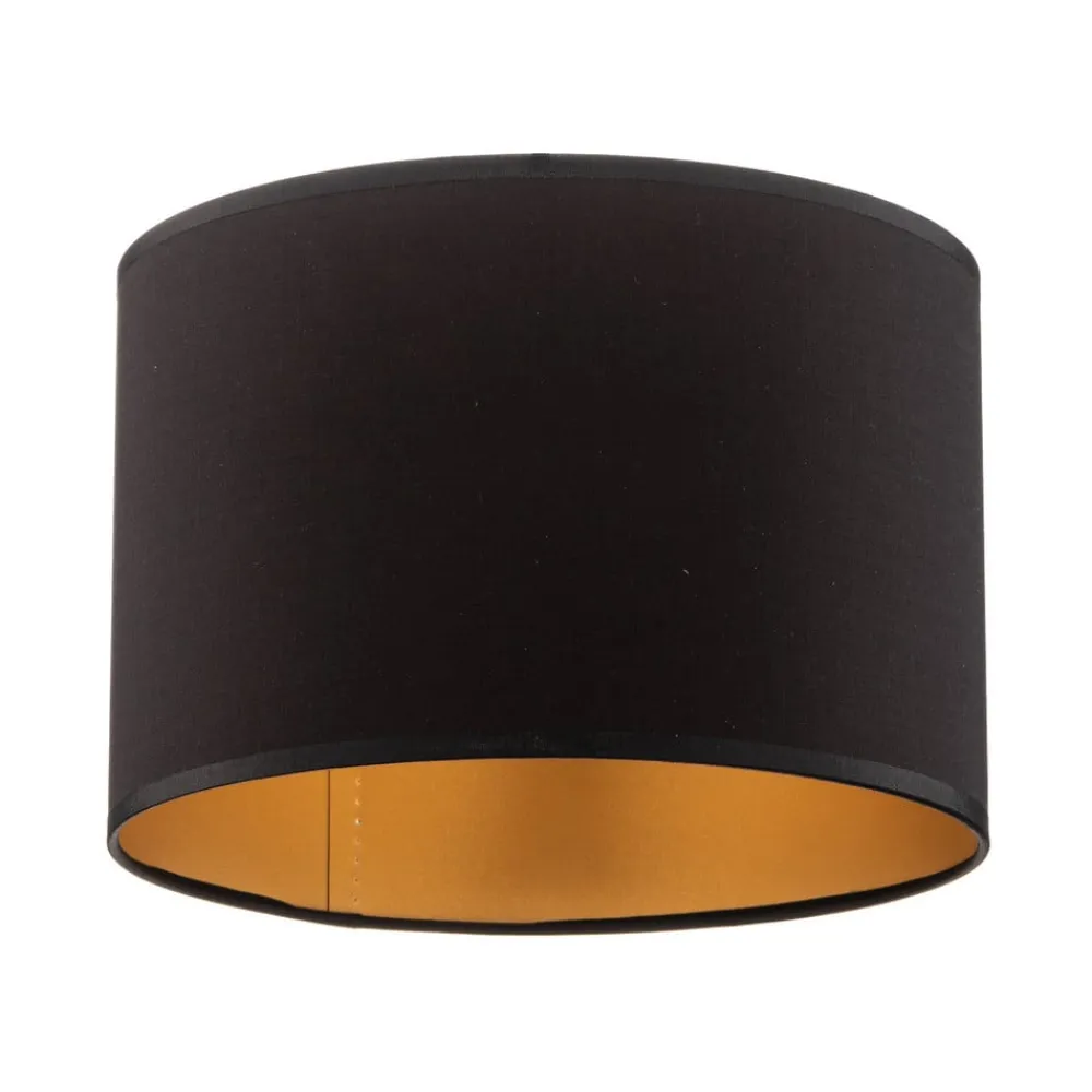 Luminex Lampeskærm Soho, sort/guld, tekstil, Ø 18 cm