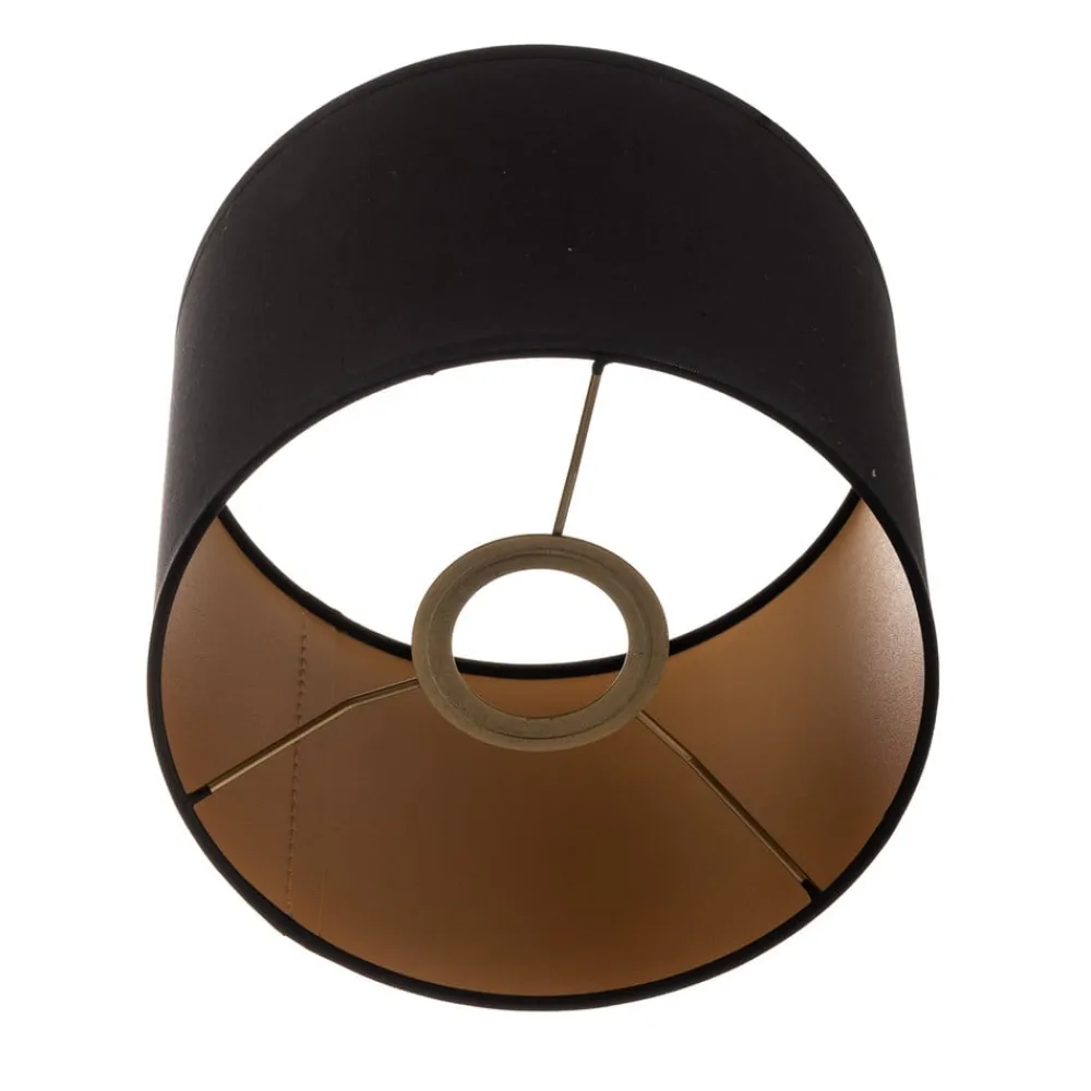 Luminex Lampeskærm Soho, sort/guld, tekstil, Ø 18 cm