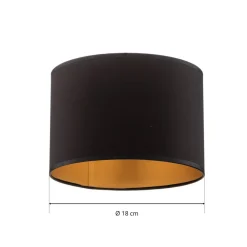 Luminex Lampeskærm Soho, sort/guld, tekstil, Ø 18 cm