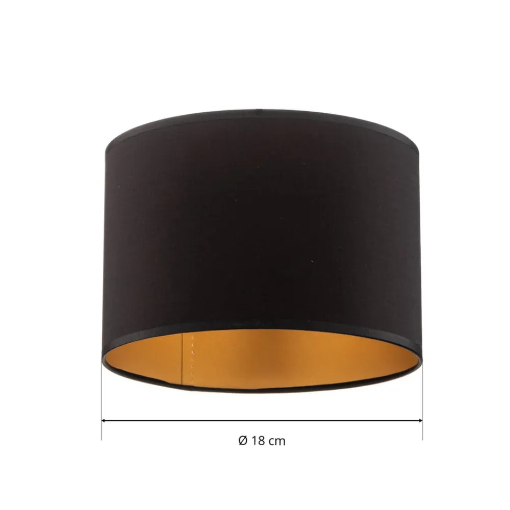 Luminex Lampeskærm Soho, sort/guld, tekstil, Ø 18 cm