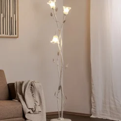 ONLI Lancia gulvlampe, elfenbensfarvet, 3 lyskilder, jern, glas