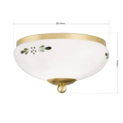 ORION Landhaus loftlampe, messing, opal grøn, Ø 21 cm