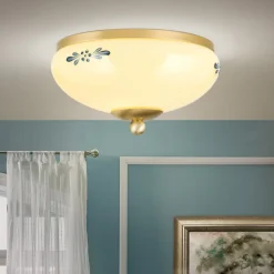 ORION Landhaus loftlampe, messing creme blå, Ø 21 cm