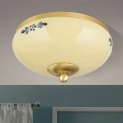 ORION Landhaus loftlampe, messing creme blå, Ø 21 cm